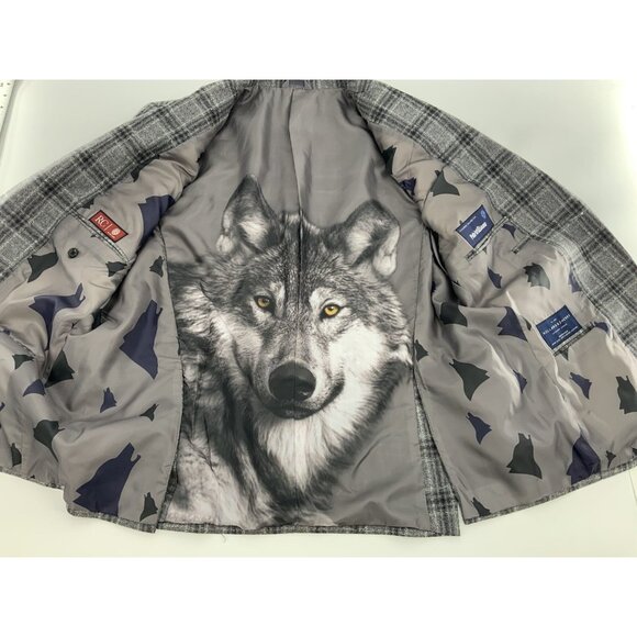 Holland & Sherry Blazer 44S Gray Plaid Wool Cashmere Func Cuffs 2B 2V YGI R4-73 - Picture 8 of 16